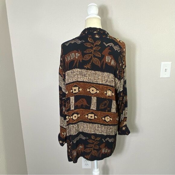 Vintage Delores Bell 100% Rayon Gauzy Boho Aztec Lightweight Cardigan Women's M - Picture 12 of 16